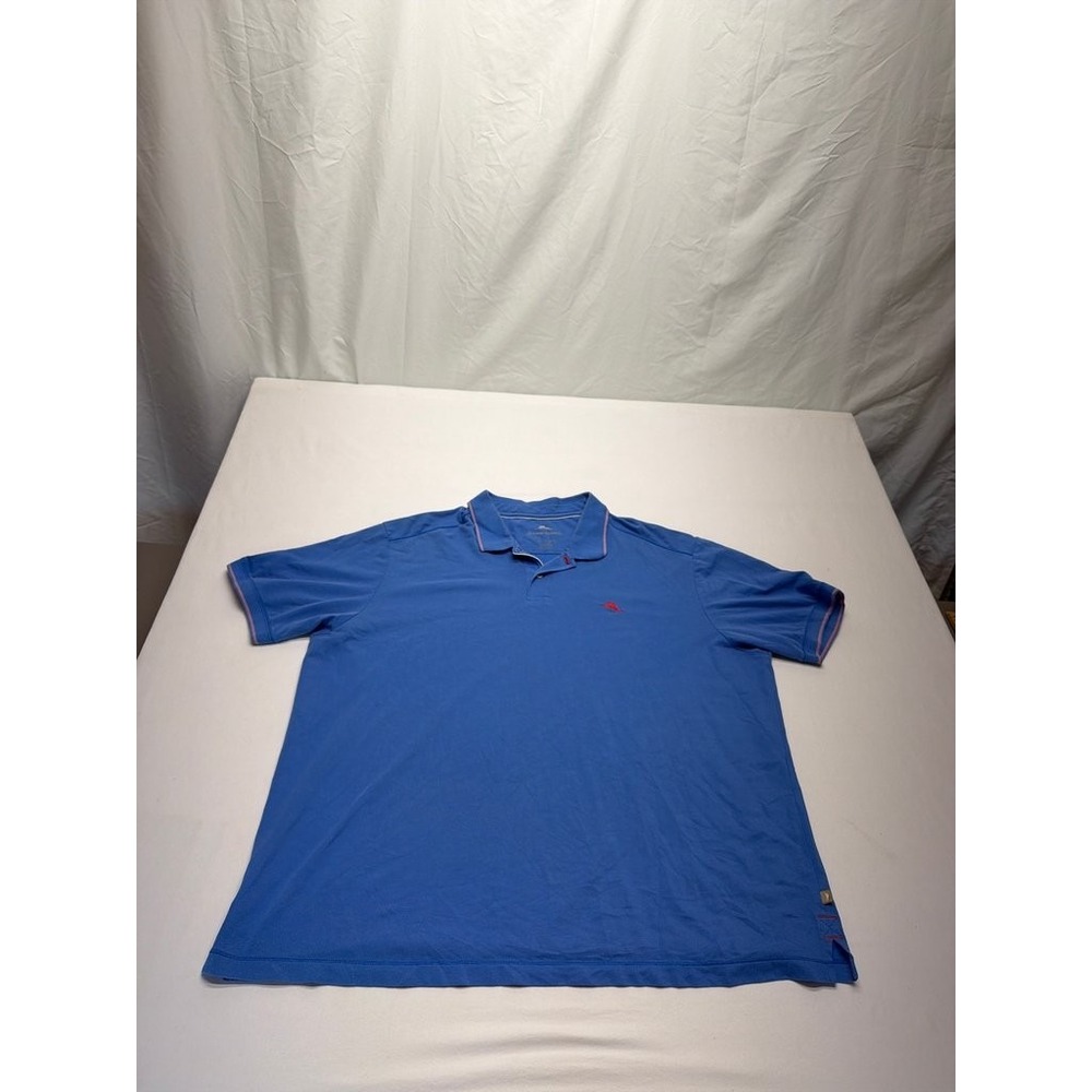 Tommy Bahama Blue Cotton Polo Shirt Mens XXL Short Sleeve Embroidered Logo